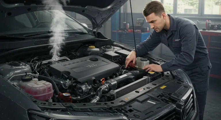 Semne și cauze ale presiunii excesive în sistemul de răcire auto: scurgeri, supraincalzire, capac defect, garnituri uzate.