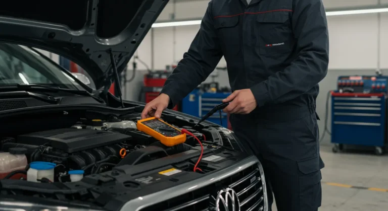 Descriere imagine: Testare scurgere parazită a bateriei auto - instrumente necesare și pași detaliați pentru diagnosticare. Nume imagine: testare-scurgere-parazită-baterie-auto.