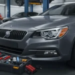 Descriere: Ghid pentru repararea farurilor xenon (HID) - identificare probleme, înlocuire bec, verificare balast, siguranțe. Titlu imagine: Reparare_Faruri_Xenon_HID_România.jpg