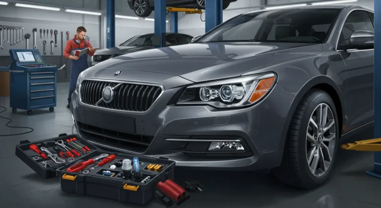 Descriere: Ghid pentru repararea farurilor xenon (HID) - identificare probleme, înlocuire bec, verificare balast, siguranțe. Titlu imagine: Reparare_Faruri_Xenon_HID_România.jpg
