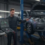 Descriere imagine: "Ghid depanare: De ce sistemul A/C auto pornește și se oprește frecvent?" Imagine explică posibile cauze și soluții.