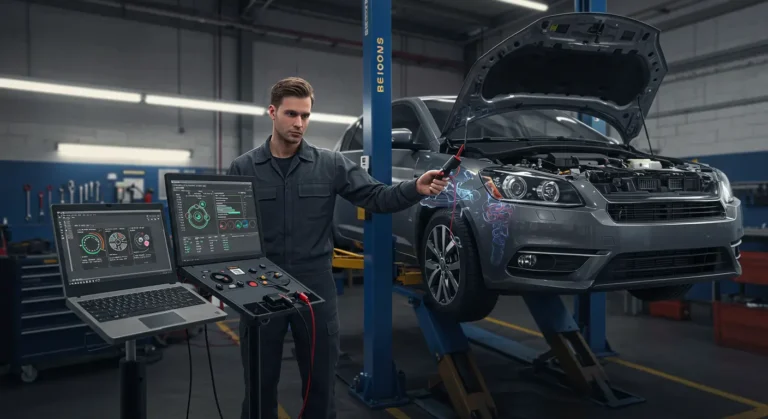 Descriere imagine: "Ghid depanare: De ce sistemul A/C auto pornește și se oprește frecvent?" Imagine explică posibile cauze și soluții.