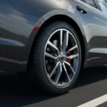 Mașină pe autostradă, cauciucuri și jante defecte cauzează vibrații la viteze mari; verificare echilibrare și uzură necesară.