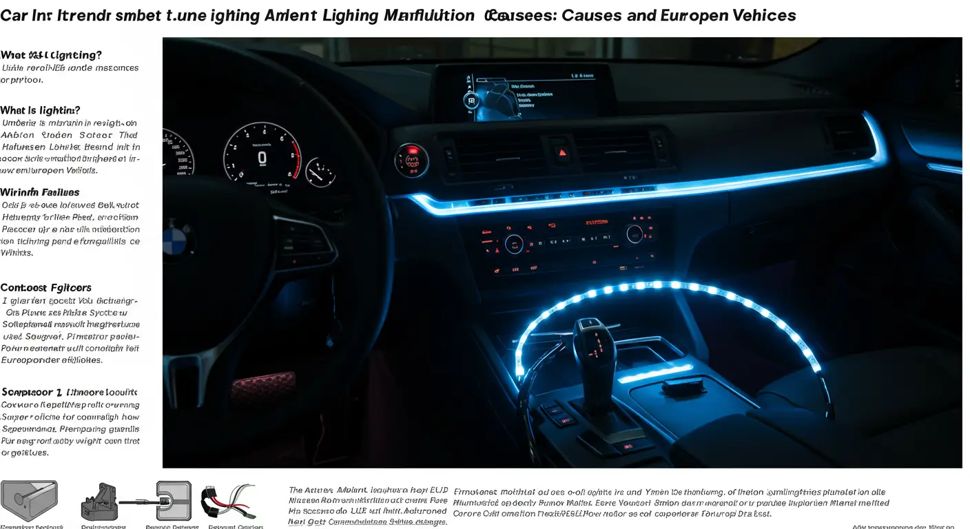 Defecțiunile iluminării ambientale din interiorul mașinii pot fi cauzate de conexiuni electrice slabe, becuri arse sau probleme software, iar soluțiile includ verificarea și repararea firelor, înlocuirea becurilor și actualizarea software-ului sistemului.