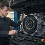 Descriere: Detectarea problemelor solenoidelor cutiei de viteze automate. Imagine: verificare solenoid transmisie automată. Auto.