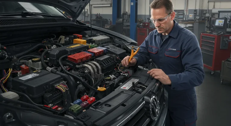 Diagnosticare și reparare probleme siguranțe baterie și legături fuzibile auto. Conexiuni electrice, testare, înlocuire componente defecte.