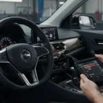 Descriere: Simptome senzor unghi direcție defect, diagnosticare și soluții - ghid auto. Imagine diagnosticare senzor direcție.