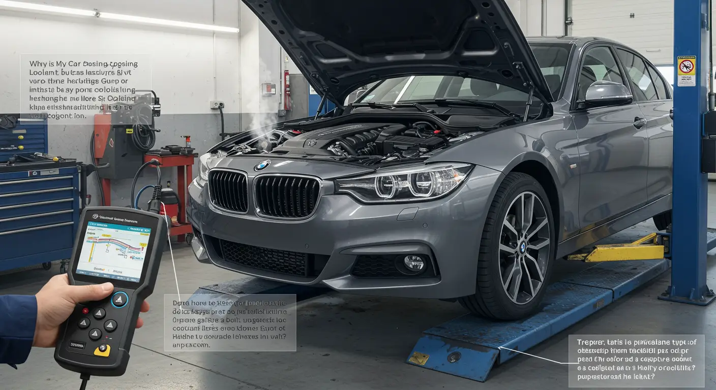 Imagine cu un motor de mașină deschis, evidențiind zonele vulnerabile la pierderi de lichid de răcire, cum ar fi garniturile motorului sau radiatorul, pentru a ilustra potențialele cauze ale scăderii nivelului de lichid de răcire fără scurgeri vizibile.