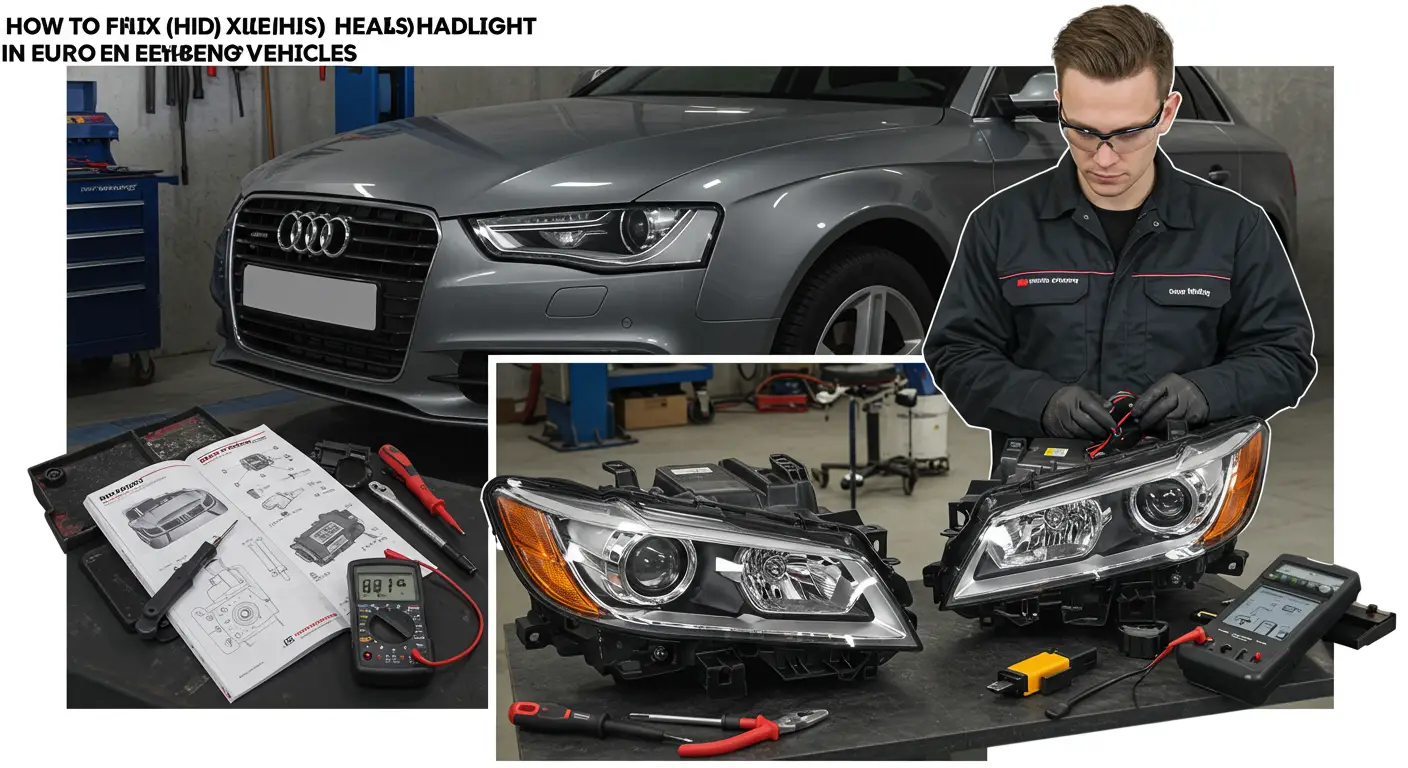 Pentru a remedia problemele cu farurile Xenon (HID), verificați și înlocuiți becul defect, balastul sau conectorii electrici, asigurându-vă că toate componentele sunt bine conectate și funcționează corect.