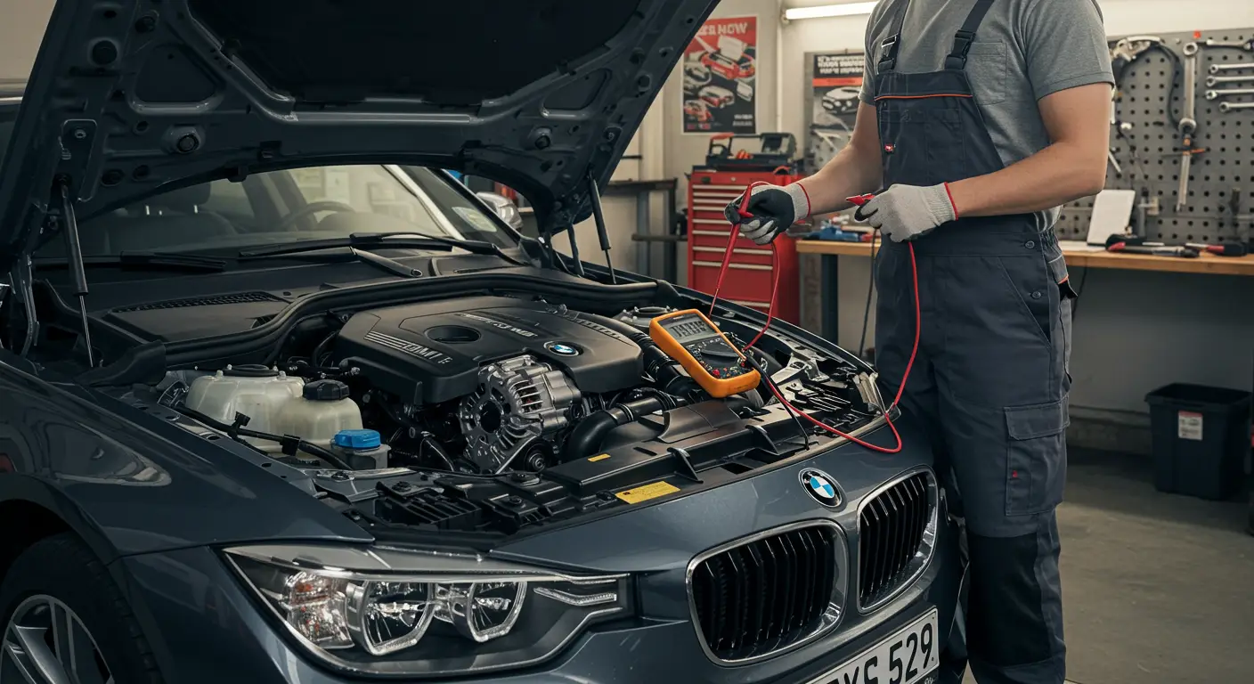 Pentru a testa corect alternatorul mașinii, porniți motorul, conectați un voltmetru la bornele bateriei și verificați dacă tensiunea se menține între 13,8 și 14,8 volți, indicând că alternatorul funcționează corect.