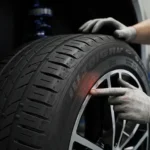 Identificare și reparare daune perete lateral anvelopă, auto. Imagine cu mașină, anvelopă defectă, pași reparație.