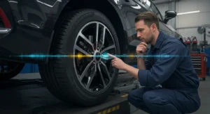 Roată cu zgomot, vibrații sau joc; simptome rulment uzat, diagnosticare și reparare auto.