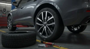 "Semne Anvelope Suprainflate/Desumflate: Soluții Auto în Română" - Pictogramă anvelope cu presiune, simboluri avertizare și indicatoare soluții.