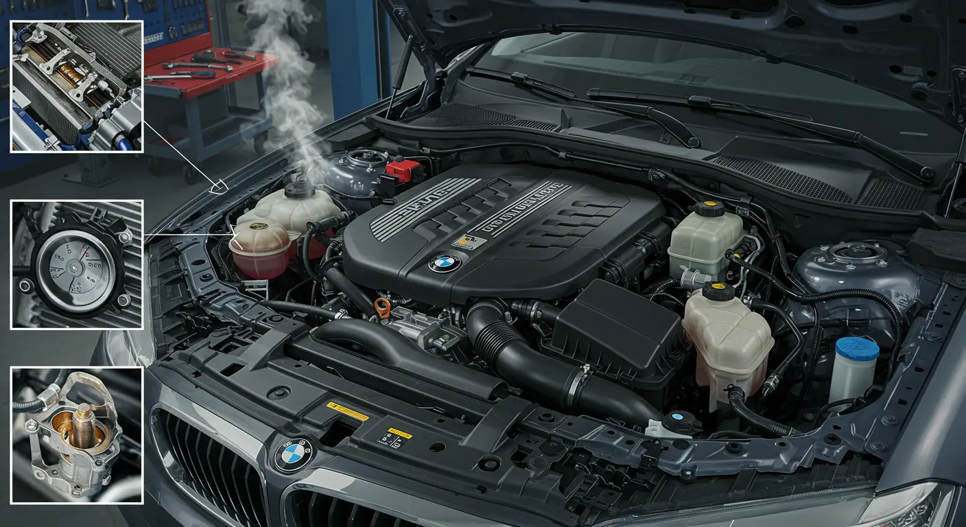 Semnele și cauzele presiunii excesive în sistemul de răcire auto includ scurgeri de lichid de răcire, abur sau fum sub capotă, indicatorul de temperatură ridicat, cauzate de un termostat blocat, radiator înfundat sau garnitură de chiulasă defectă.