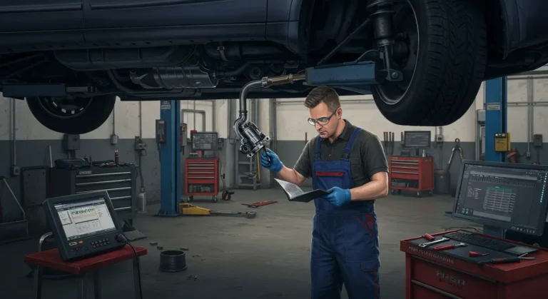 Semne comune ale unei pompe de servodirecție defecte: diagnostic și reparație auto. Include zgomote, scurgeri și direcție dificilă.