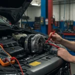 Descriere imagine: "Simptome alternator defect: lumini slabe, baterie descarcată, zgomote neobișnuite. Diagnosticare și reparare auto."