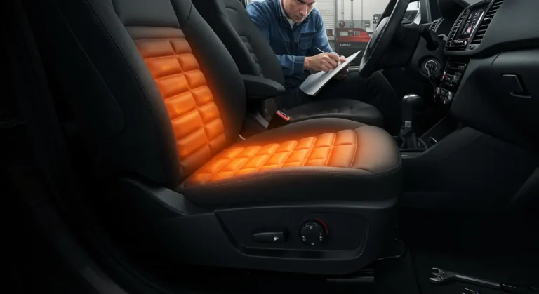 Imagine: "Ghid Depanare Probleme Încălzire Scaune Auto – Simptome Sistem Defect" Descriere: "Simptome încălzire scaune defect: căldură inegală, întreruperi, semnalizare eroare."