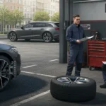 "Semne aliniere roți defectuoasă: uzură neuniformă anvelope, tragere direcție; rezolvare: reglare aliniament profesional."