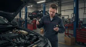 Imagine explicativă despre diagnosticarea unei supape de încălzire defecte: simptome (scurgeri, abur) și soluții (înlocuire, reparație) în sectorul auto.