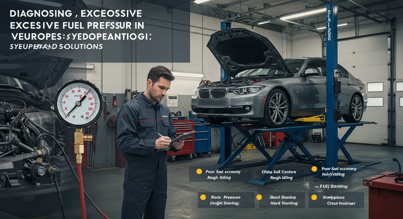 Simptomele presiunii excesive a combustibilului includ funcționarea neregulată a motorului și consumul crescut de combustibil, iar cauzele pot fi un regulator de presiune defect sau o conductă de retur blocată.