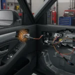 Descriere imagine: Simptome comutator geam defect: analiza și soluții. Probleme deschidere/închidere geam mașină. Diagnosticul și remedierea defectelor comutator auto.