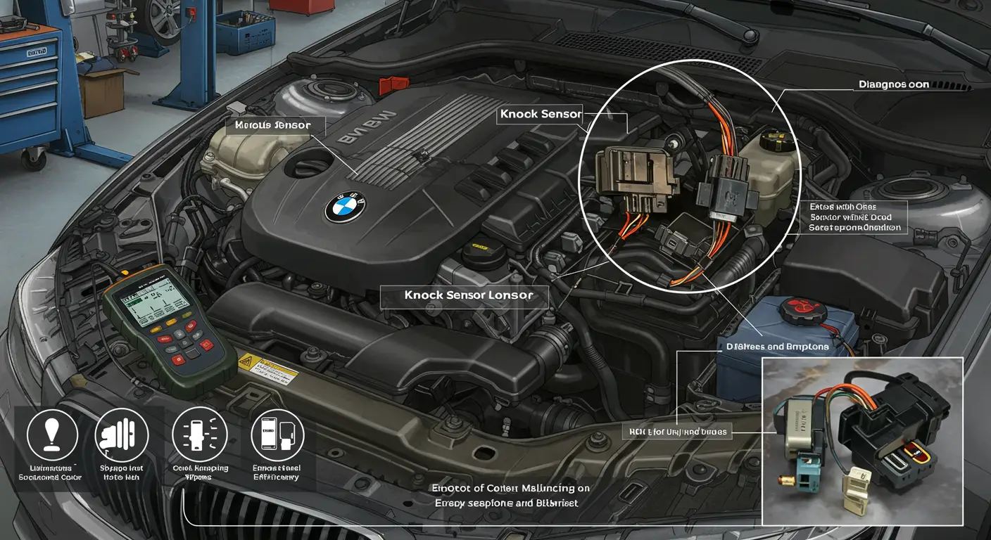 Simptomele unui senzor de detonare defect includ zgomote de bătaie ale motorului, scăderea performanței și creșterea consumului de combustibil; diagnosticarea se face prin scanarea codurilor de eroare și testarea senzorului, iar reparația implică înlocuirea senzorului defect.