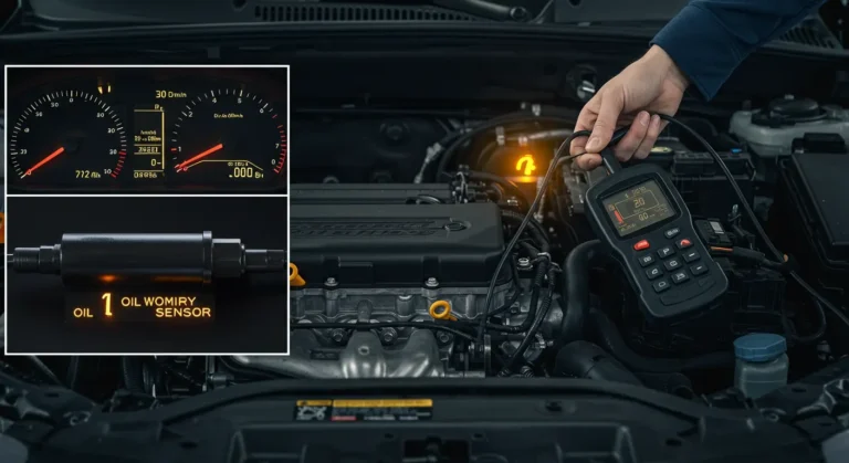 Simptome ale unui senzor de presiune ulei defect – diagnosticare și înlocuire: scăderea presiunii, lumini avertizare, zgomote motor, verificare și reparare.