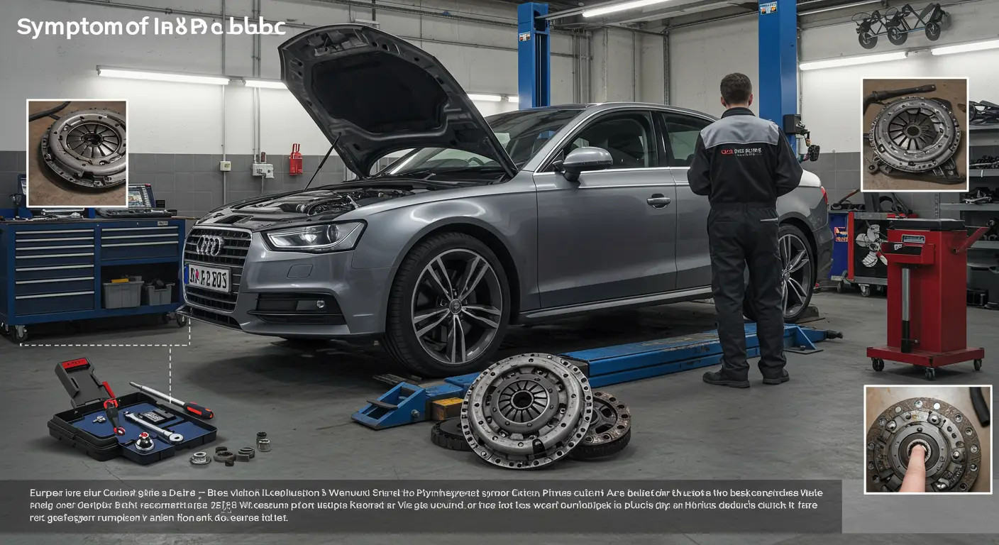 The image depicts a person pressing a car clutch pedal with their foot, accompanied by icons and text highlighting symptoms of a bad clutch in Romanian, such as slipping, sticking, and difficulty shifting gears.