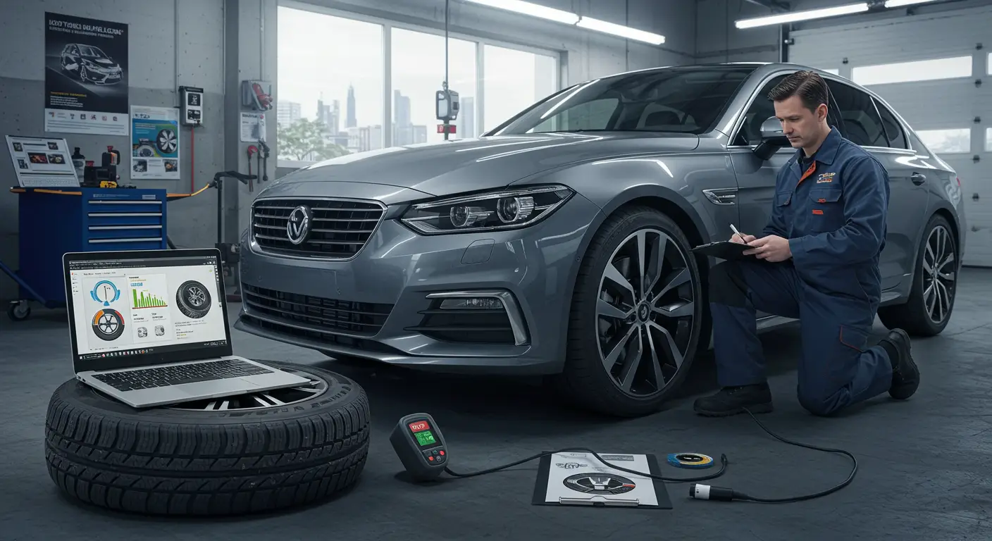 The image shows a comparison between overinflated and underinflated car tires, with arrows pointing to signs such as uneven tread wear, alongside Romanian text explaining solutions for proper tire inflation.