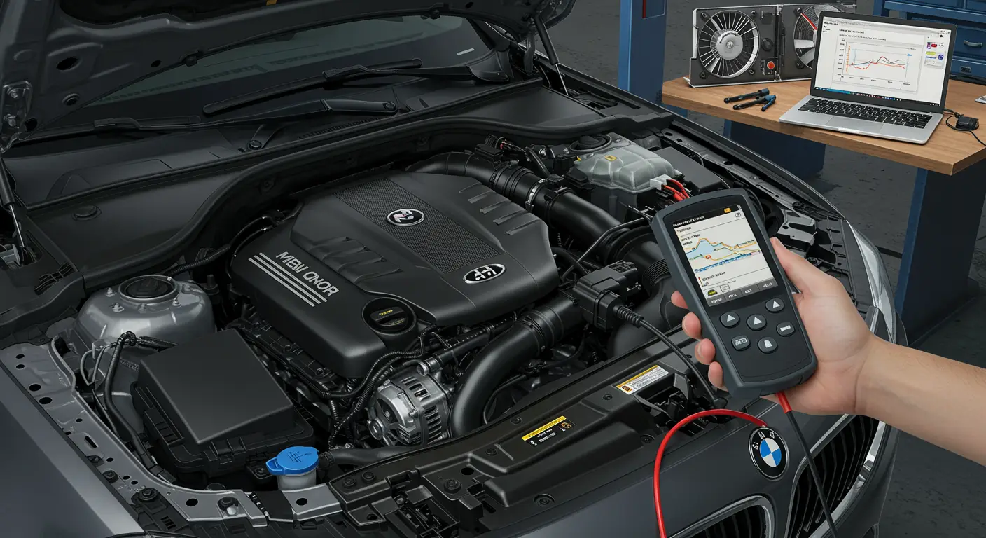 The image shows a diagram of a car engine with a highlighted Mass Air Flow (MAF) sensor, accompanied by text in Romanian that discusses common symptoms of a faulty MAF sensor, such as rough idling and poor fuel efficiency.