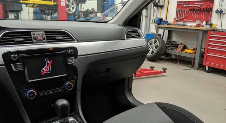 Avertizare centură de siguranță aprinsă pe bordul unei mașini moderne, evidențiind importanța purtării centurii pentru siguranță rutieră.