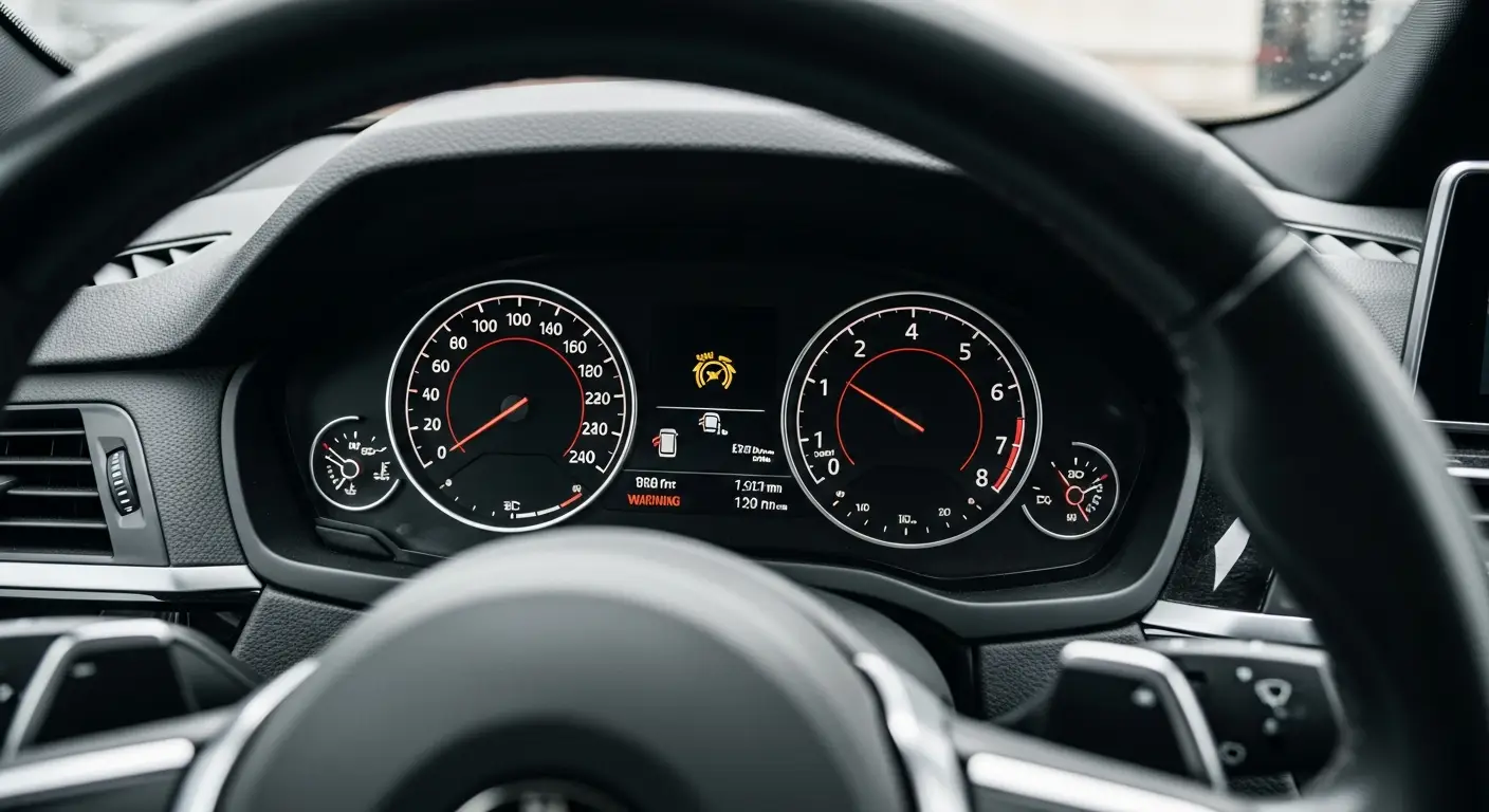 Lampa de avertizare a sistemului de frânare semnalizează o problemă sau o defecțiune în sistemul de frânare al autovehiculului.