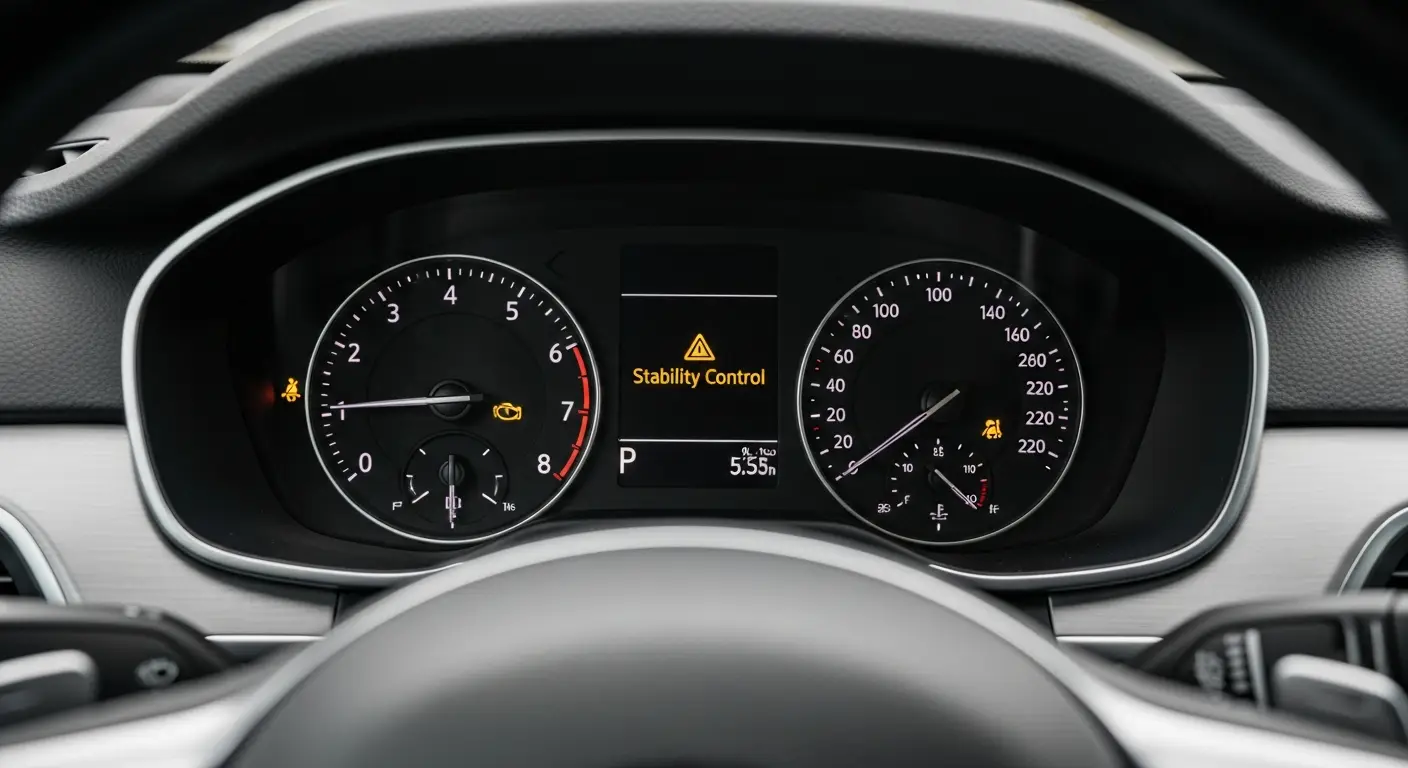 Lampa de control al stabilității sau de avertizare a defecțiunilor semnalează probleme la sistemul de control al stabilității vehiculului, indicând posibile defecțiuni ce pot afecta siguranța la condus.