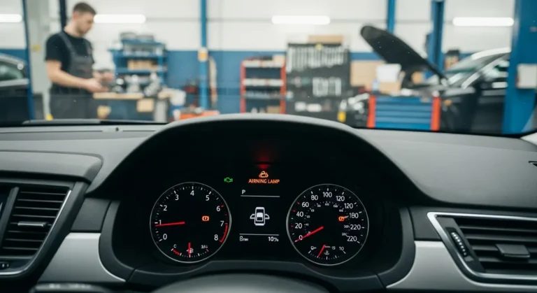 Martor luminos Airbag/SRS aprins pe bordul mașinii, indicând posibilă problemă la sistemul de siguranță sau la airbaguri.