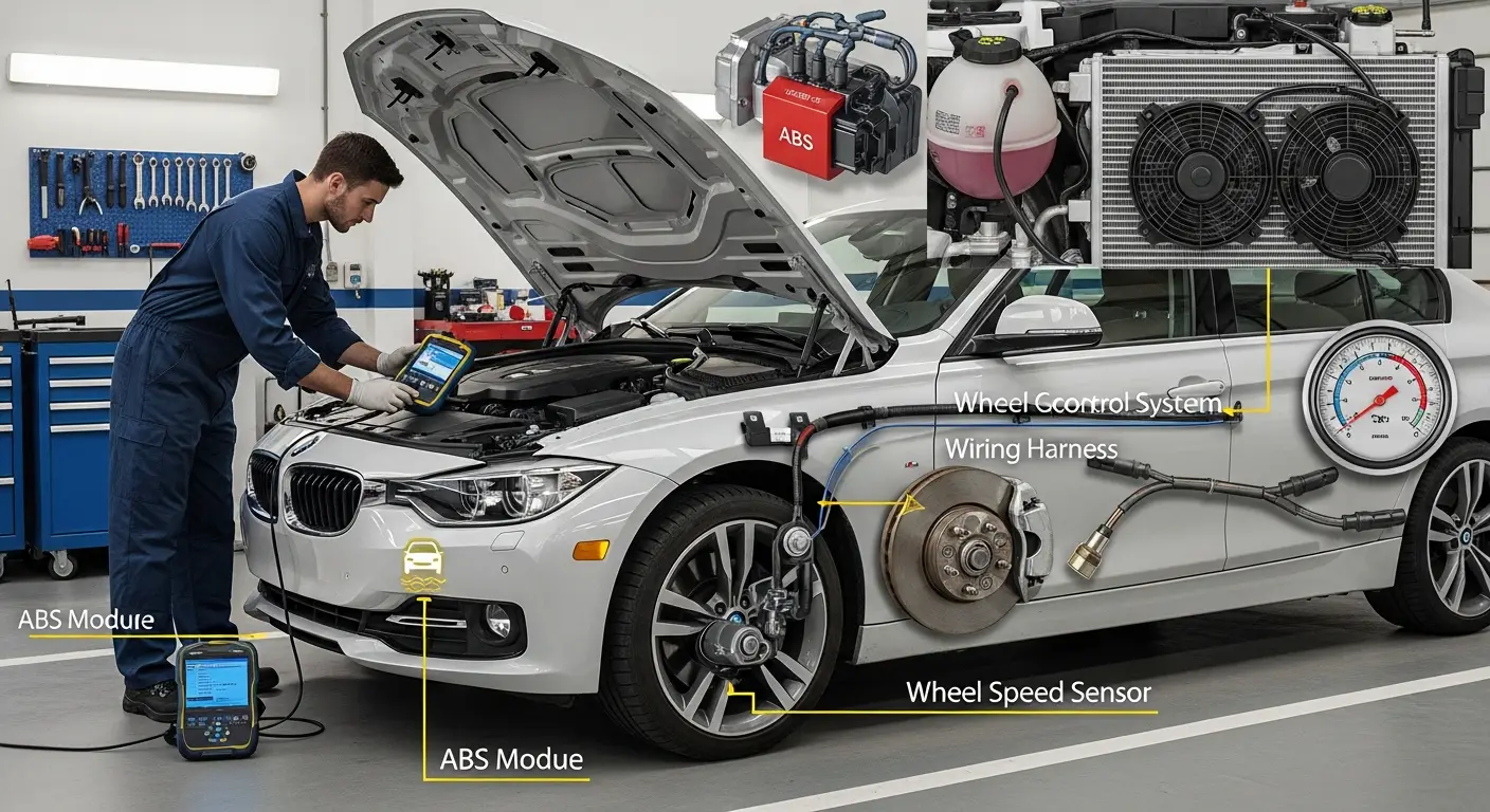 O lampă de avertizare pentru controlul tracțiunii este aprinsă pe bordul unei mașini, indicând o posibilă defecțiune a sistemului.